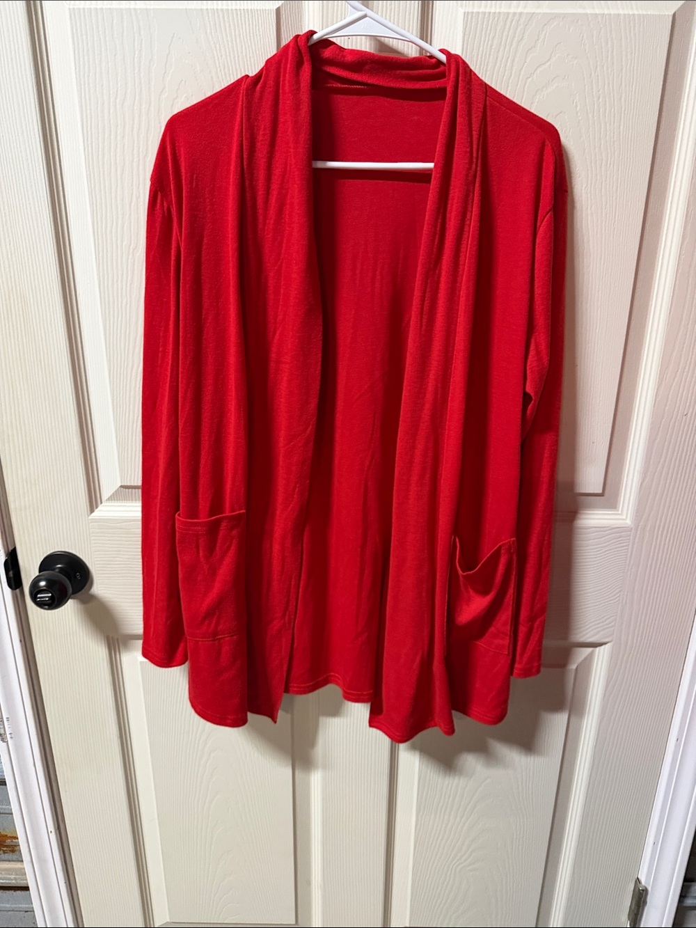 Red Open-Front Women's Cardigan Sweater